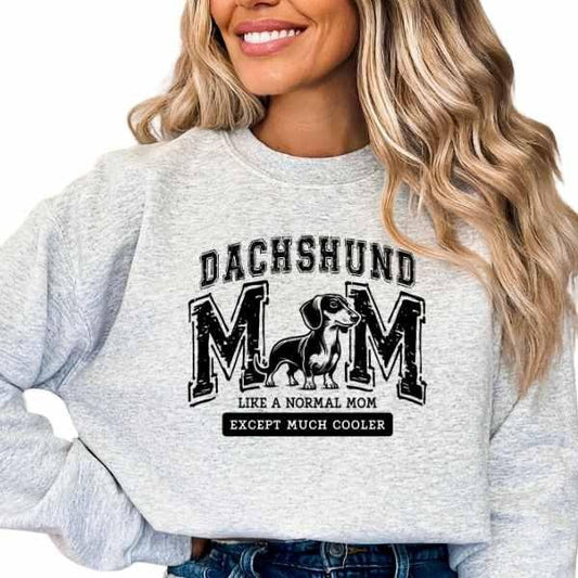 Casual Dachshund Mom Crewneck Sweatshirt, Comfortable Long Sleeve Pullover for Doxie Moms, Dog Lover Gifts for Women, Weiner Dog Sweater