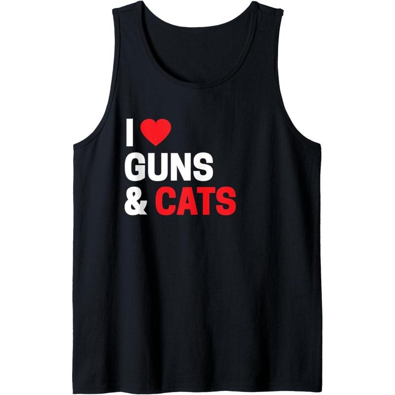 Cat Lover Gifts For Men & Women Funny I Love Guns & Cats Tank Top Made in USA T-Shirts, Hoodie, Sweatshirt | WearSparks.com