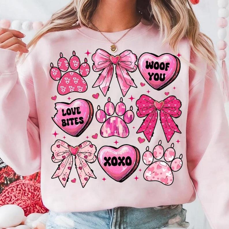 Cat Mama Coquette Sweatshirt Cat Mom Valentine , Valentine Coquette Bow, Cat lover , Cat mom , Valentine Checkered...