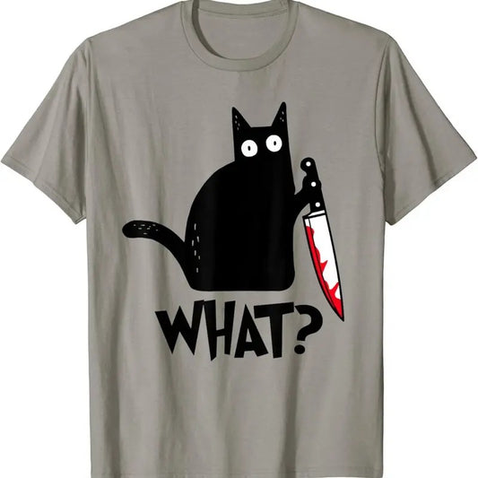 Cat What? Funny Black Cat Shirt, Cat With Kn*fe  T-shirt, sweater and Hoodie