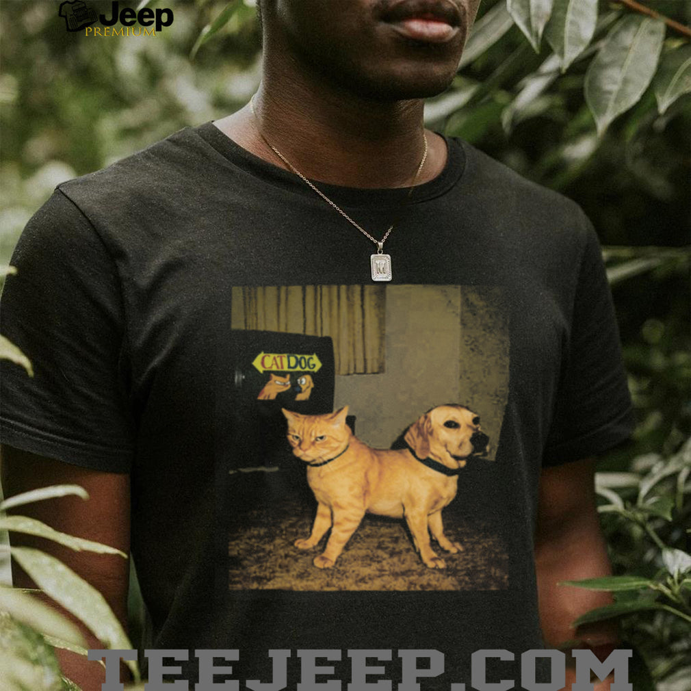 CatDog Retro Cartoon Funny Two Headed Pet Animal Graphic T Shirt