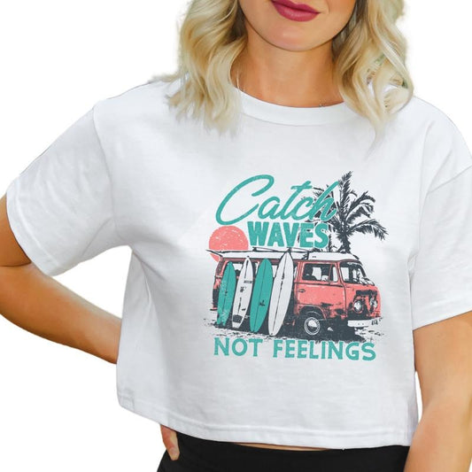 Catch Waves Not Feelings Shirt, Summer Vacation, Beach Getaway Shirt, Vacation Shirt, Summer Tank Tops, Comfort Summer Tops