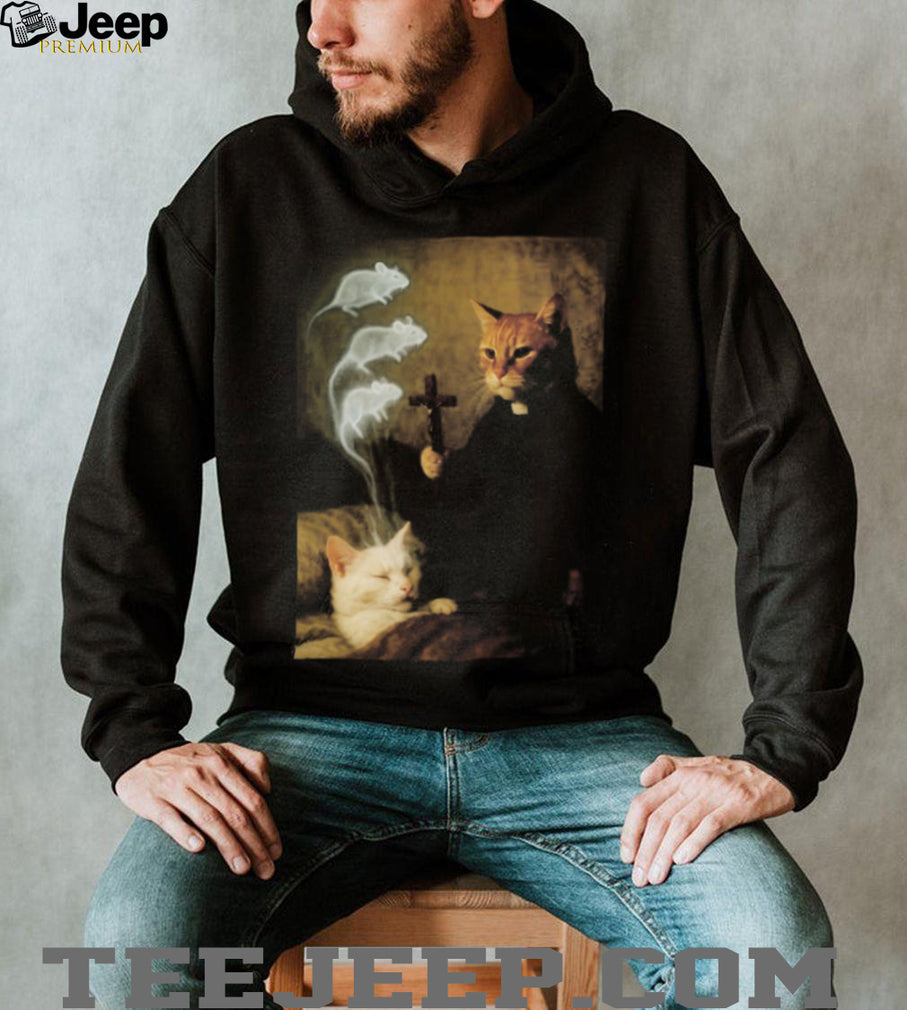 Catholic Priest Cat Exorcising Mouse Spirit Funny Pet T Shirt