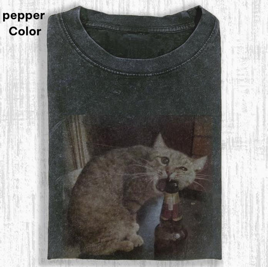 Cats Getting Drunk Shirt, cotton cat T-shirt, WACKY CAT T-SHIRT, FUNNY CUTE CAT, funny shirts for women, Womenswear Cotton Top