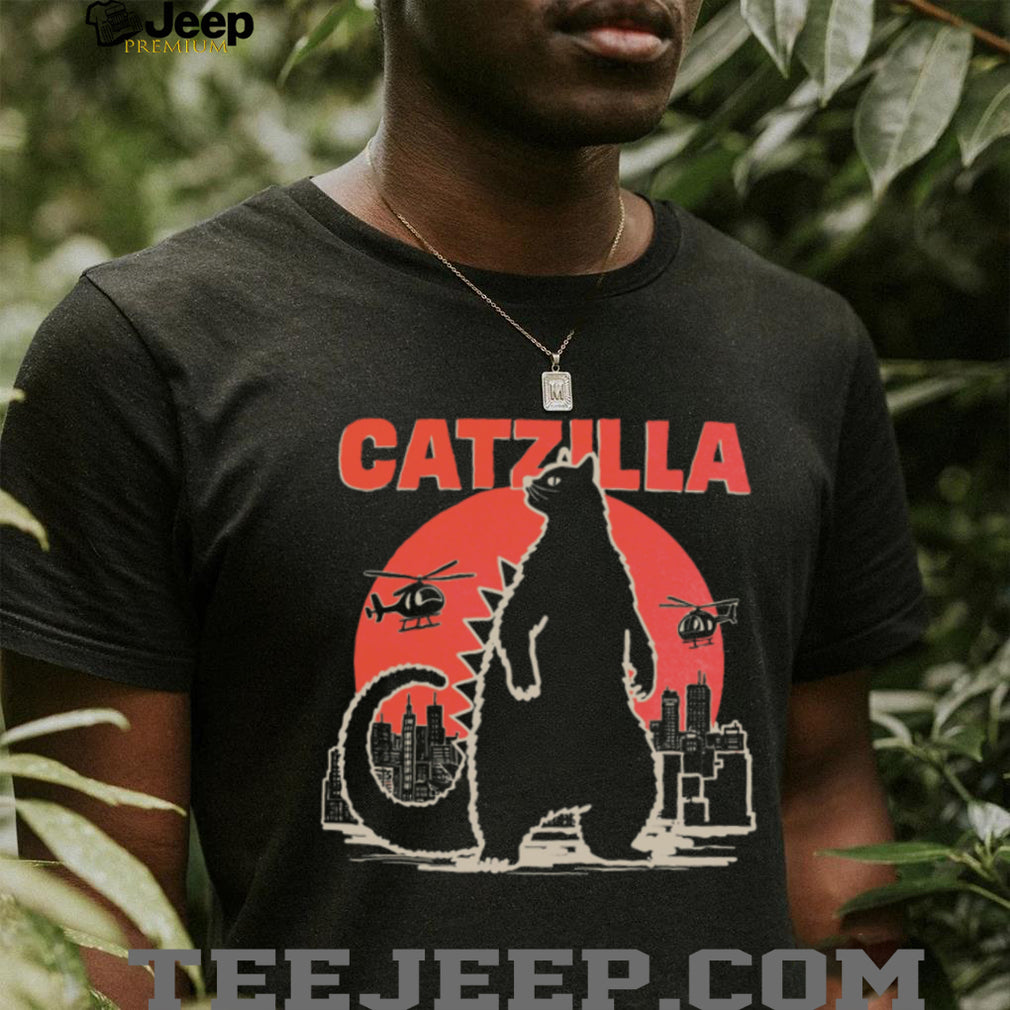 Catzilla Japanese Kaiju Movie Parody Giant Cat City Graphic T Shirt