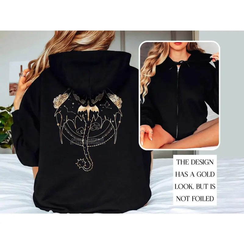 Celestial Tairn and Andarna - Dragonrider - Fourth Wing - Rebecca Yarros - OFFICIALLY LICENSED - Unisex ZIP Hoodie