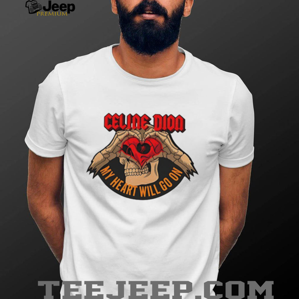Celine Dion My Heart Will Go On Metal Skull Hand Heart Graphic T Shirt