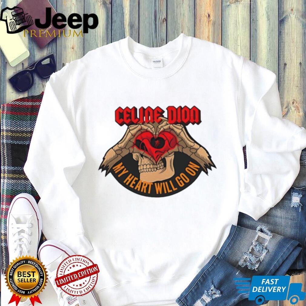 Celine Dion My Heart Will Go On Metal Skull Hand Heart Graphic T Shirt