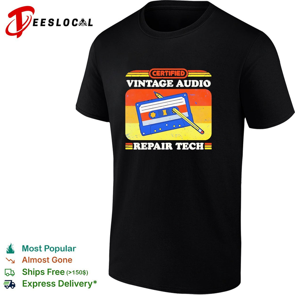 Certified vintage audio repair tech cassette tape pencil shirt