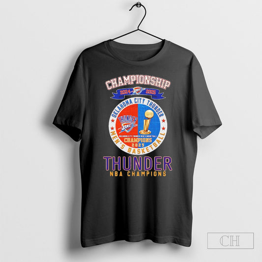 Championship Oklahoma City Thunder Mens Basketball 2024 2025 Nba Tee Shirt