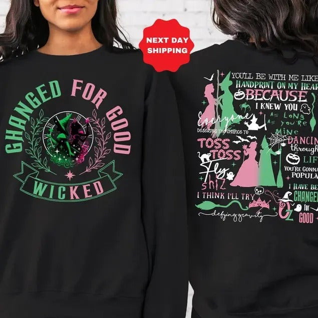 Changed For Good Sweatshirt, Wicked Defy Gravity Sweatshirt, Wizard of Oz shirt Broomstick, Casual Tops For Fan
