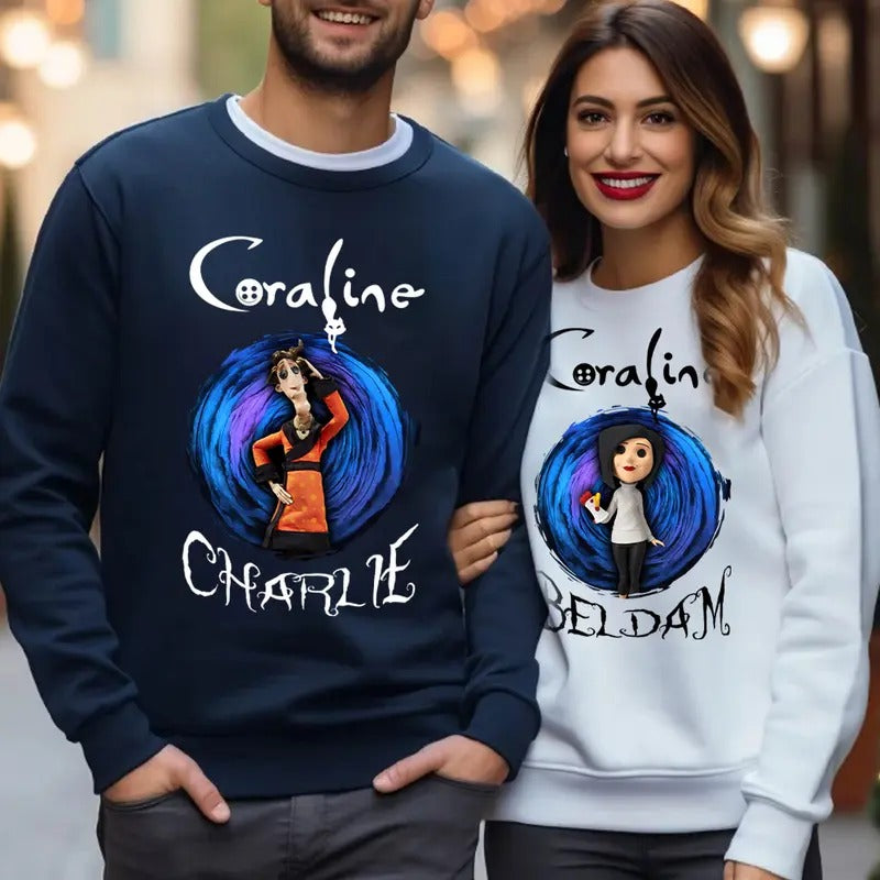 Charlie And Beldam Couple Sweatshirt, Cute Coraline T-Shirt, Valentine Movie Hoodie Shirt