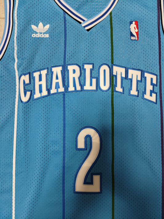 Charlotte Hornets #2 Larry Johnson Hornets 2# Larry ·· Retro NBA Jersey Style 2