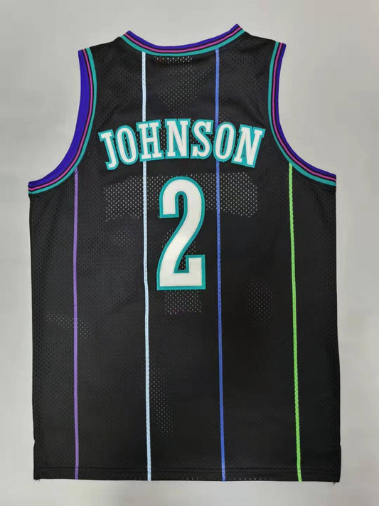Charlotte Hornets #2 Larry Johnson Hornets 2# Retro - Black Style 1