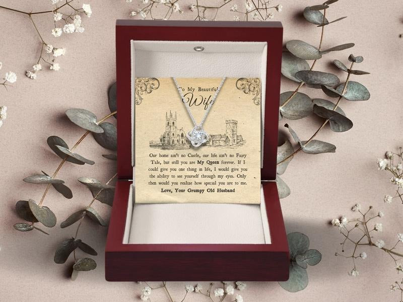 Charming To My Beautiful Wife Necklace with Personalized Message Card - Ideal Anniversary and Birthday Gift, Special Love Necklace for Her, Comes in an Elegant Gift Box, Perfect for Valentine's Day Jewelry Surprise