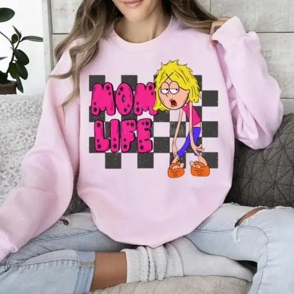 Checkered Mom Life sweatshirt Funny Exhausted Mother's Day Lizzie McGuire Tired Mom Gift