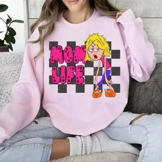 Checkered Mom Life sweatshirt Funny Exhausted Mother's Day Lizzie McGuire Tired Mom Gift