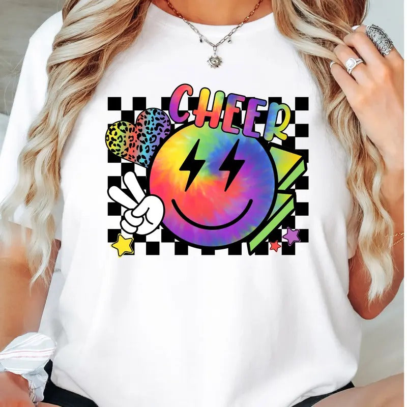 Cheer Hippie T-Shirt, Cheer Mom Shirt, Cheer Gift Tee, Cheerleader Tee, Funny Cheer Shirt, Gift T-Shirt For Women, Cheer Girls Short Sleeve.