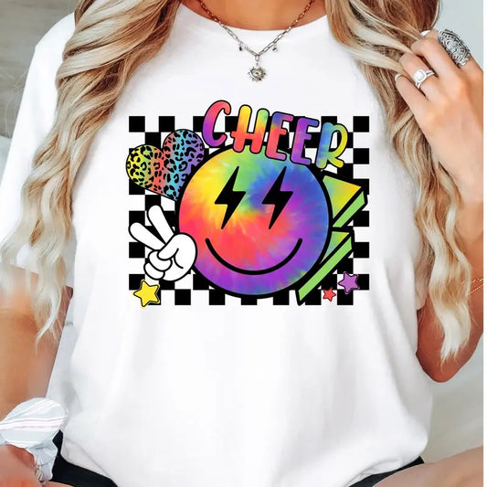 Cheer Hippie T-Shirt, Cheer Mom Shirt, Cheer Gift Tee, Cheerleader Tee, Funny Cheer Shirt, Gift T-Shirt For Women, Cheer Girls Short Sleeve.