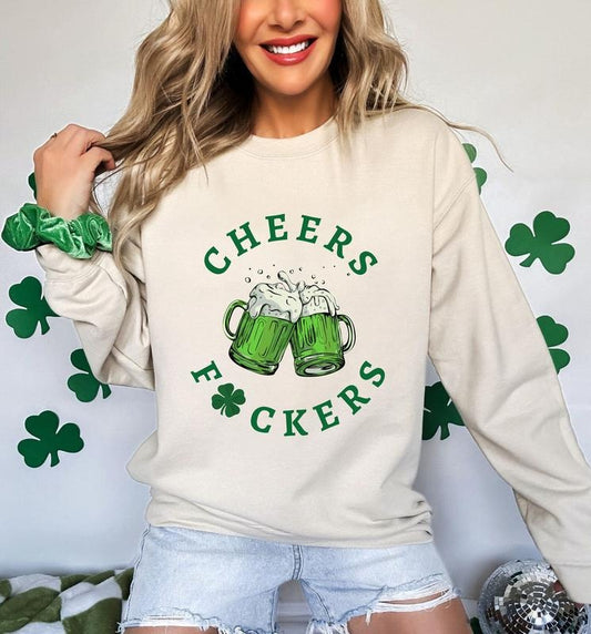 Cheers Fuckers Sweatshirt, Shamrock Lucky Sweatshirt, Funny St. Patrick's Day Sweater, Paddy's Day Shirt, Irish Day, Gift For St.Patrick's Day
