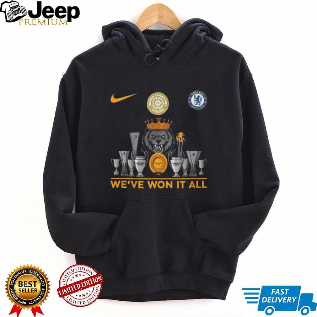 Chelsea FC We’ve Won It All Trophy Collection Lion Crown T Shirt
