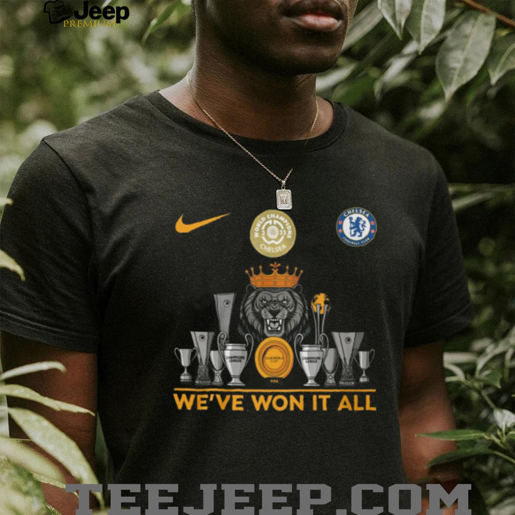Chelsea FC We’ve Won It All Trophy Collection Lion Crown T Shirt