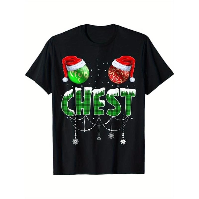 Chest Nuts Christmas T Shirt Matching Couple Chestnuts T-Shirt, 100% Cotton, Gift for Men Women Dad Mom Friends, S-XXXL, Black Made in USA