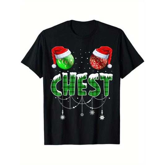 Chest Nuts Christmas T Shirt Matching Couple Chestnuts T-Shirt, 100% Cotton, Gift for Men Women Dad Mom Friends, S-XXXL, Black Made in USA