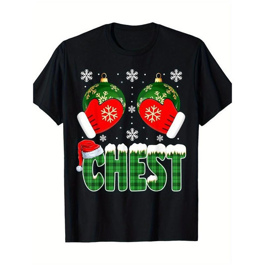 Chestnuts Matching Family Funny Chest Nuts Christmas Couples T-Shirt- 100% Cotton Made in USA