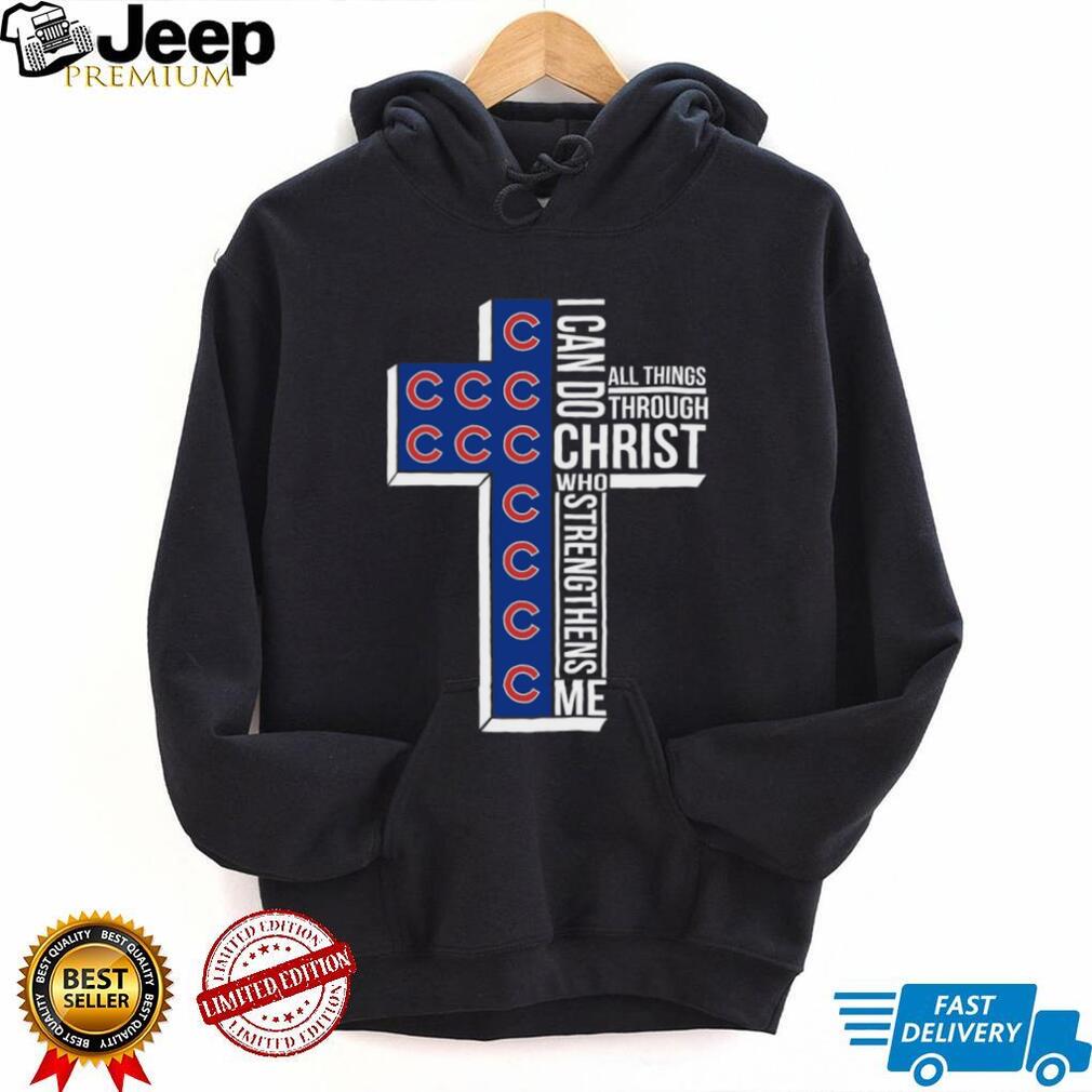 Chicago Baseball Cross Christian Faith Christ Strengthens Me T Shirt