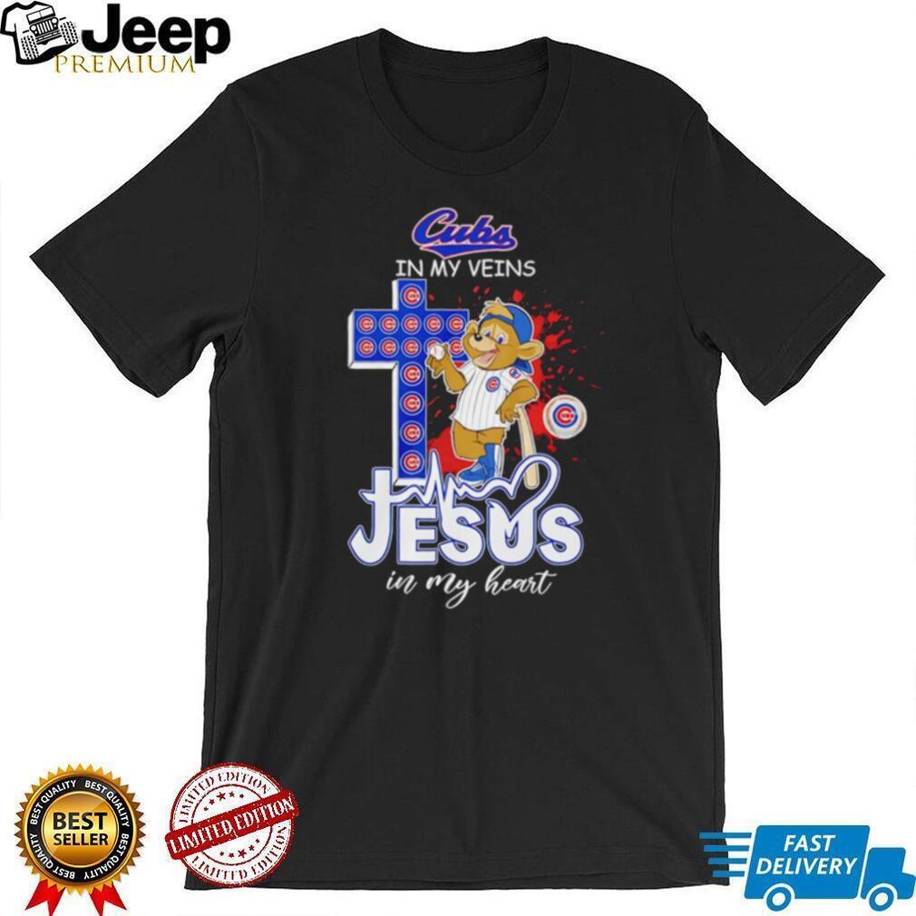 Chicago Cubs “Cubs In My Veins, Jesus In My Heart” Christian Baseball Fan T Shirt