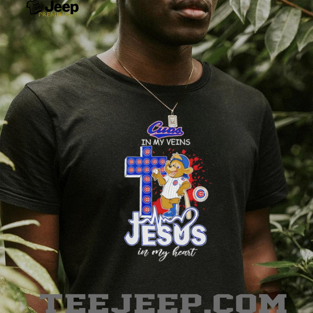 Chicago Cubs “Cubs In My Veins, Jesus In My Heart” Christian Baseball Fan T Shirt