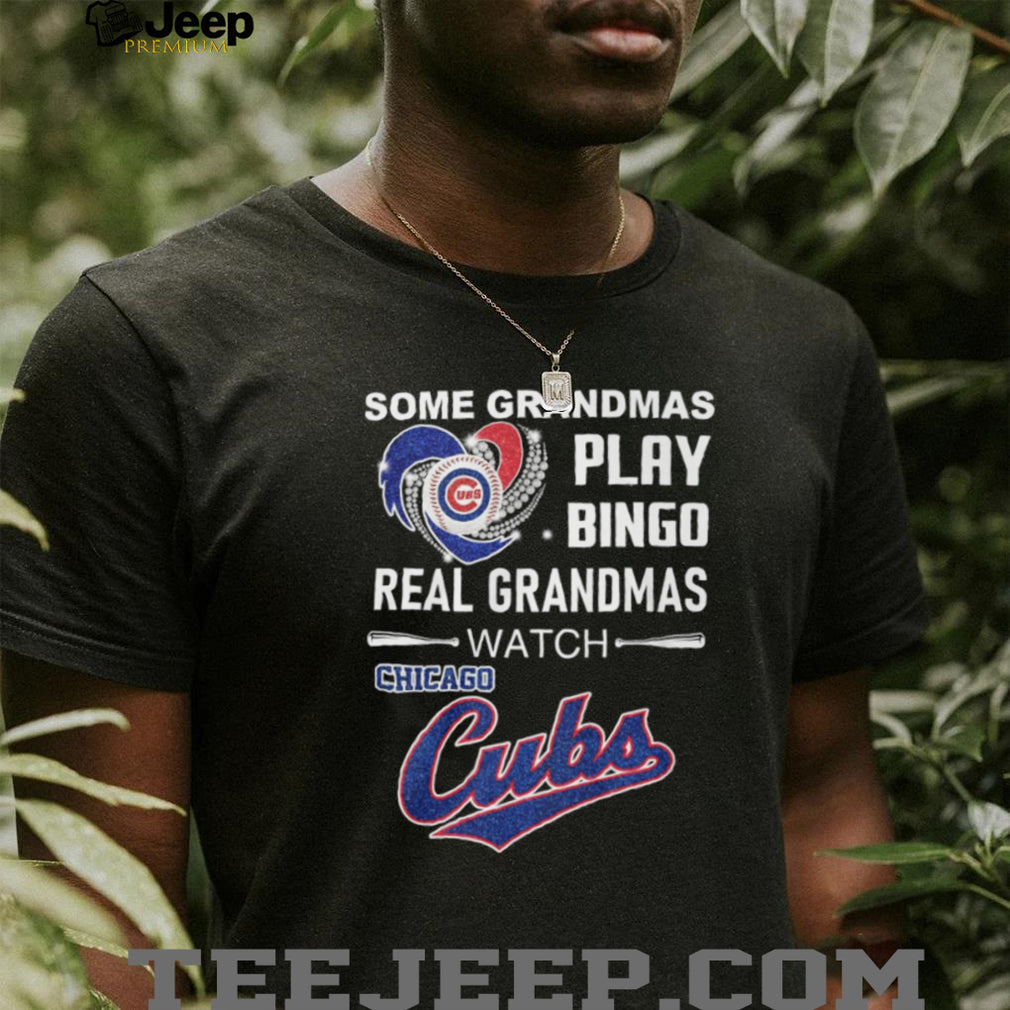 Chicago Cubs Grandma Watch Baseball Not Bingo Glitter Heart T Shirt