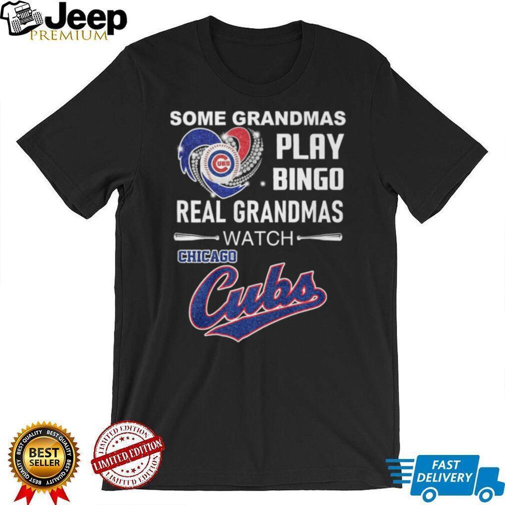 Chicago Cubs Grandma Watch Baseball Not Bingo Glitter Heart T Shirt