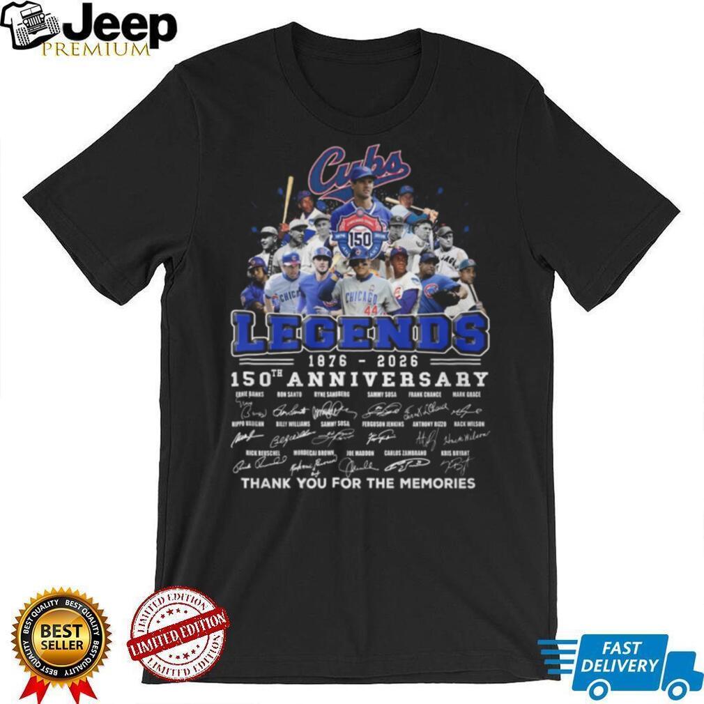 Chicago Cubs Legends 150th Anniversary 1876 2026 Greatest Players Signatures T Shirt