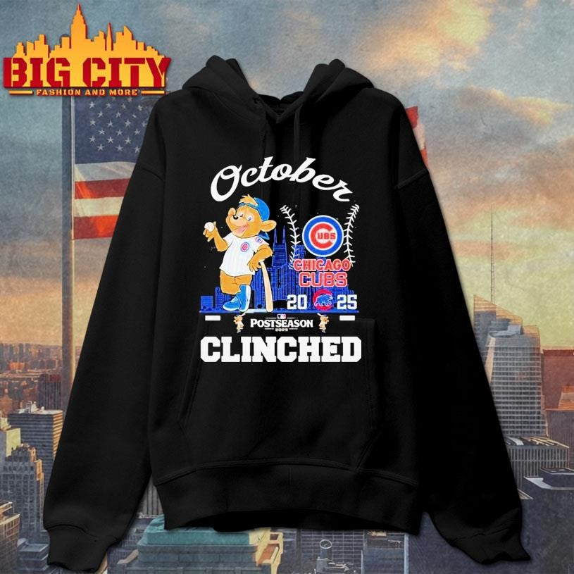 Chicago Cubs October Baseball Clinched Mlb Postseason 2025 Mascot Shirt
