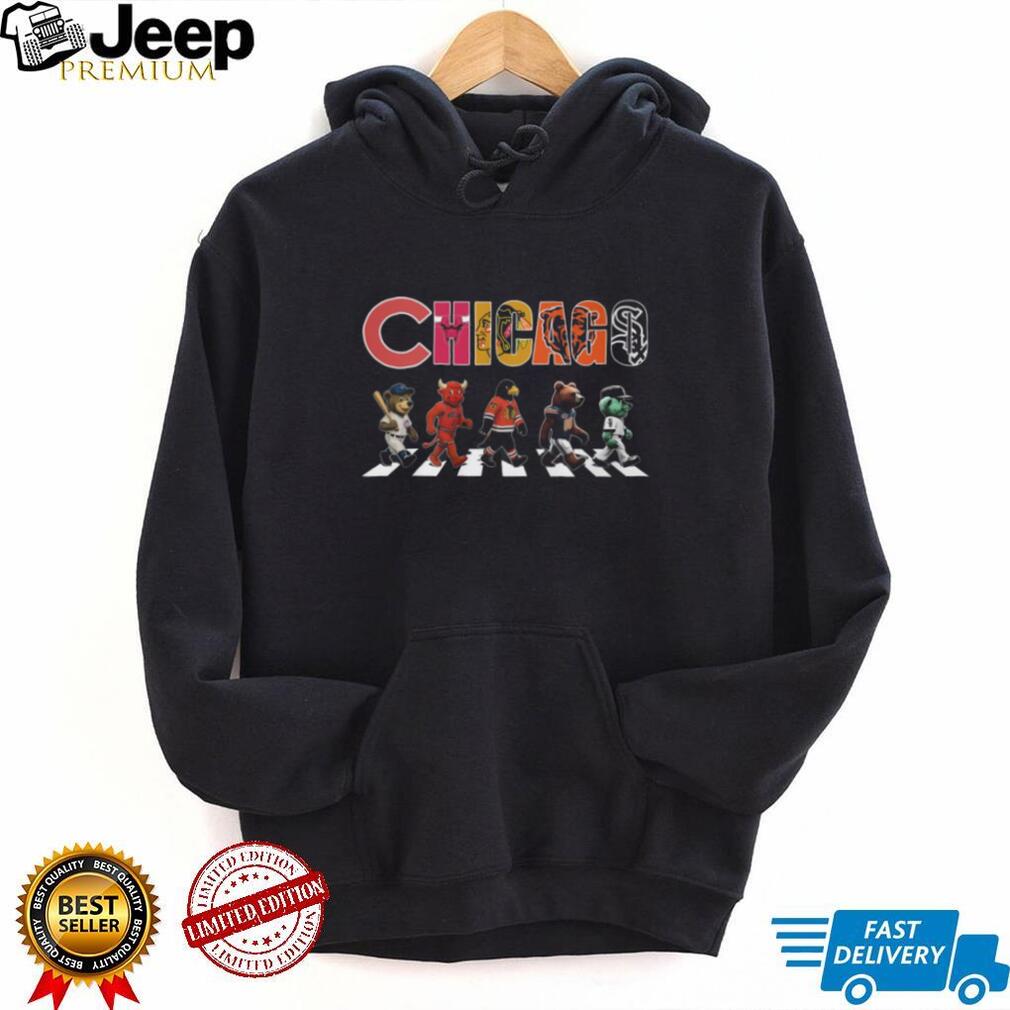Chicago Sports Mascots Abbey Road Parody Bulls Bears Cubs T Shirt