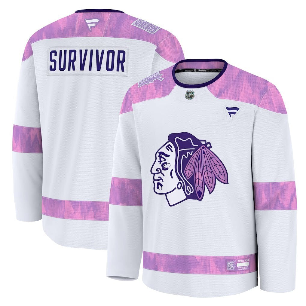 Chicago Blackhawks Fanatics Hockey Fights Cancer Practice Jersey - White