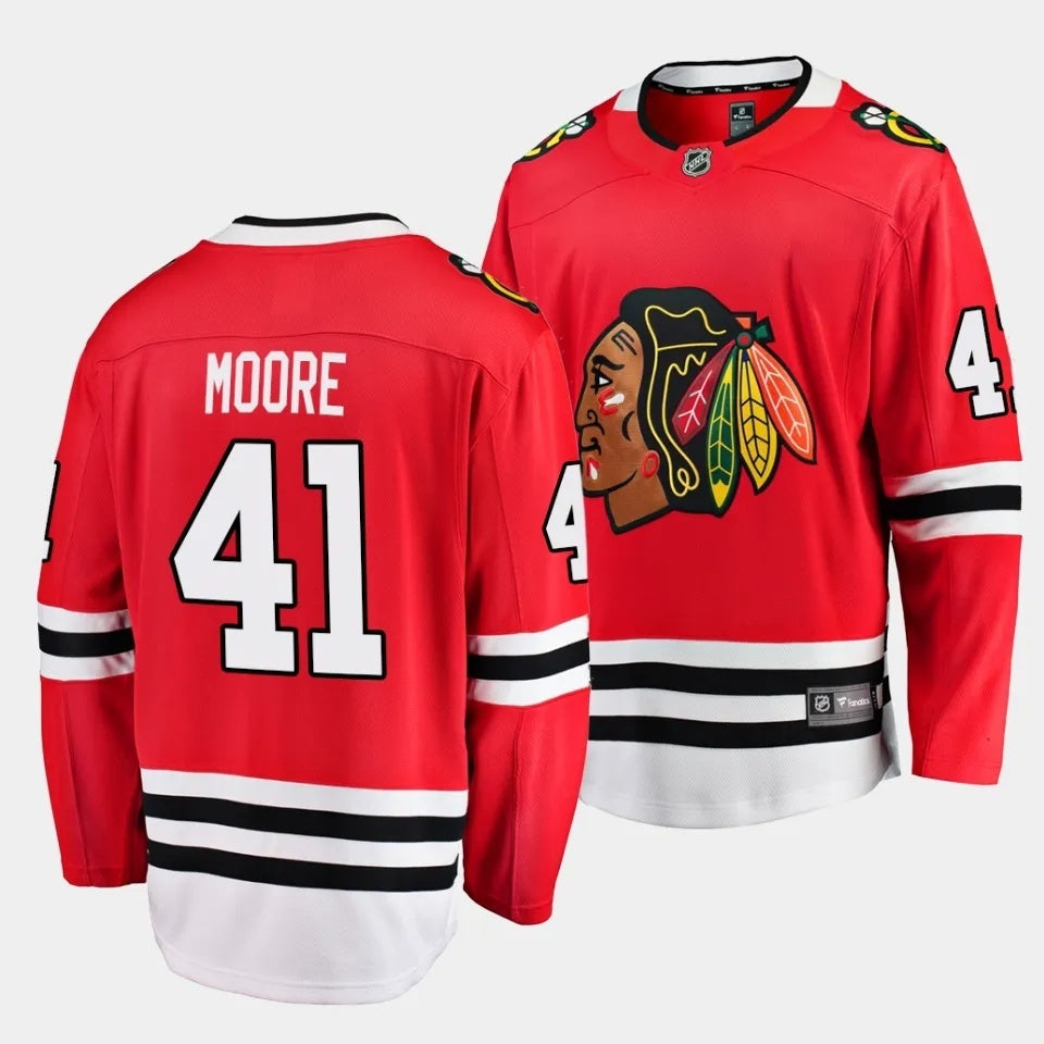 Chicago Blackhawks #41 Oliver Moore Blackhawks Home Red Jersey 2023 NHL Draft