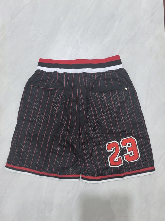 Chicago Bulls Bulls Black Red Retro Shorts Style 2