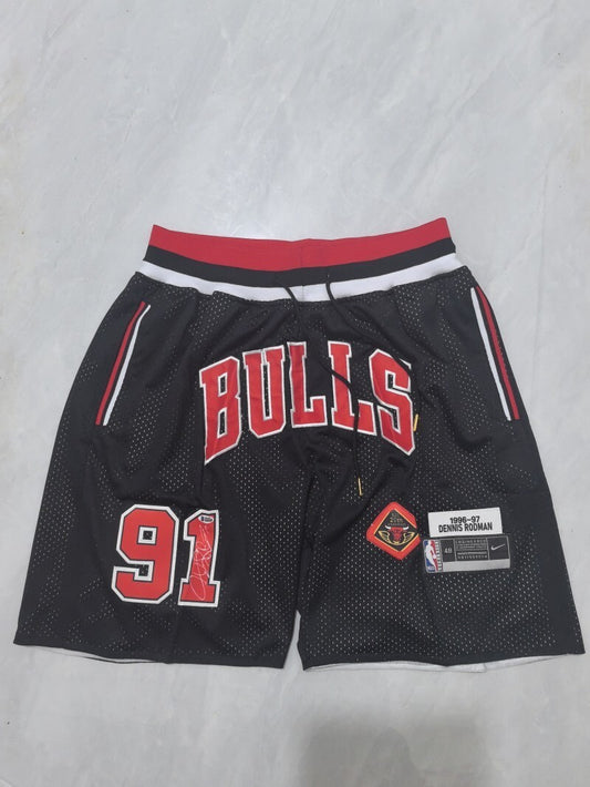 Chicago Bulls Bulls Black Retro Shorts Style 2