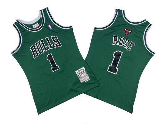 Chicago Bulls #1 Derrick Rose Bulls 1 # Green 08-09 Season Mitchell Retro Jersey
