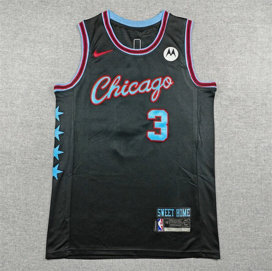 Chicago Bulls #3 Josh Giddey 26 Bulls 3 Black City Edition Style 2