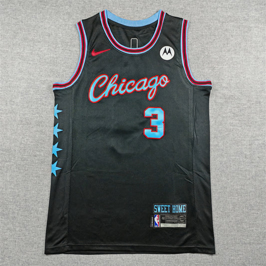Chicago Bulls #3 Josh Giddey 26 Bulls 3 Black City Edition Style 4