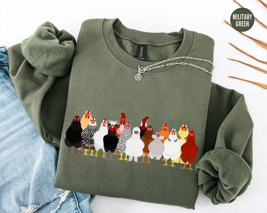 Chicken Sweatshirt, Mothers Day Chicken Sweatshirt, Women Chicken Sweatshirt, Love Chickens, Animal Sweatshirt, Funny Farmer Farm Crewneck