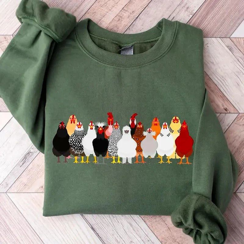 Chicken Sweatshirt, Thanksgiving Sweatshirt, Chicken Lover Shirt, Women Chicken Sweatshirt, Love Chickens Shirt, Animal Sweatshirt, Funny Farmer Farm Hoodie