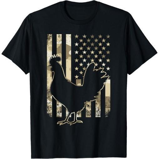Chicken US American Flag Patriotic Chicken Lover 4th of July T-Shirt Made in USA