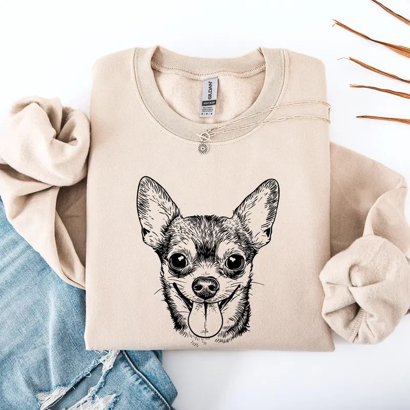 Chihuahua, Dog Lover Apparel, Pet, Dog Breed, Cute Sweatshirt, Crew Neck, Women's, Crewneck T-Shirts, Hoodie | WearSparks.com