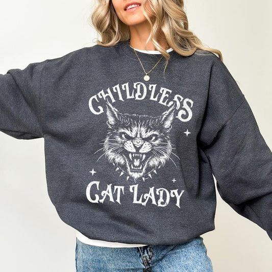 Childless Cat Ladies Sweatshirt, Crewneck for Cat Mom, Reproductive Rights Shirt, Crazy Cat Mama Shirt, Women's Rights, Comfy Long Sleeve Pullover, Oversized Tops, Casual Womenswear, Comfort Cotton Fabric