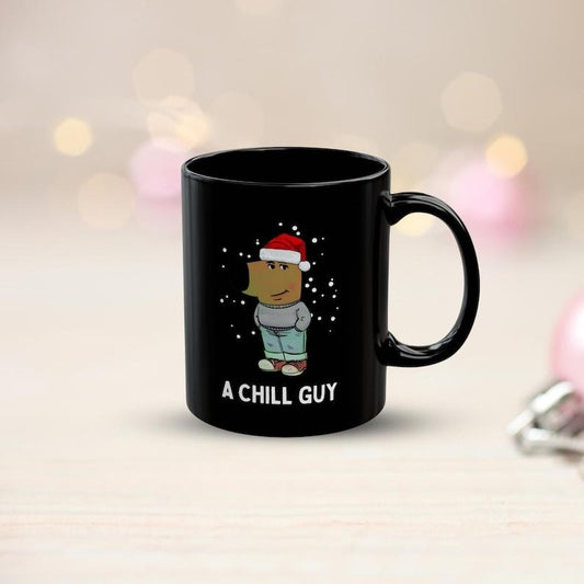 Chill Guy Meme Funny Mug, Christmas Chill Guy Mug, Christmas Black Mug, Christmas Gifts For New Year, Xmas Gifts for Him, Mug (11oz, 15oz)